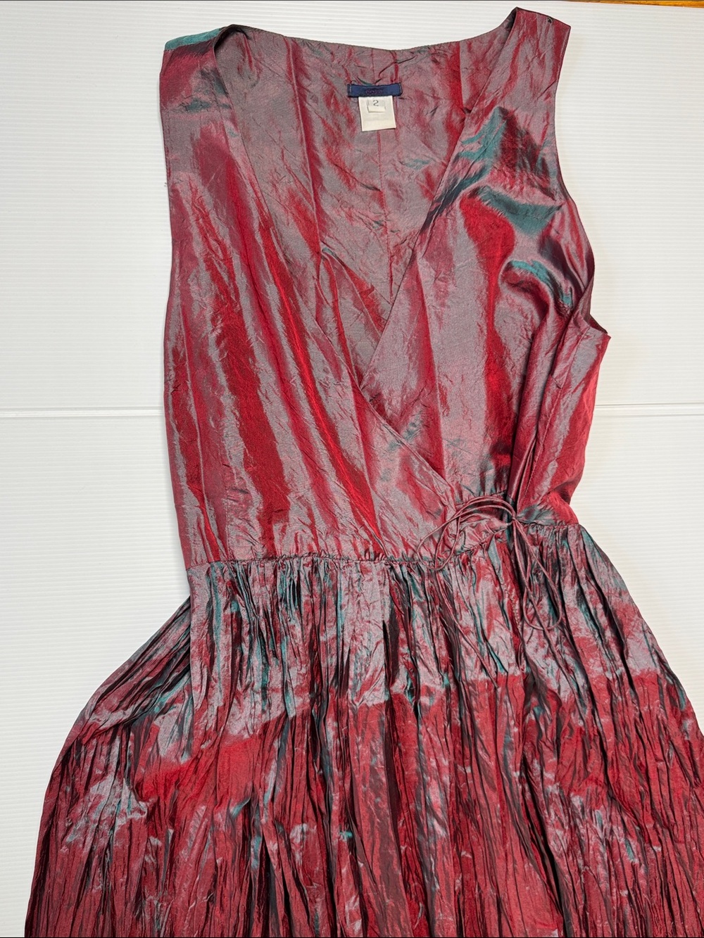DOSA Rajasthani Dress Iridescent Tibet Burgundy Shimmer Wrap Dress 100% Silk 2 - Picture 6 of 16